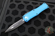 Microtech Hera- Double Edge- Blue Handle With Black Full Serrated Edge Blade 702-3 BL