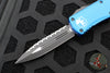 Microtech Hera- Double Edge- Blue Handle With Black Full Serrated Edge Blade 702-3 BL