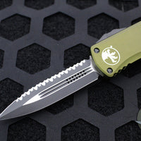 Microtech Hera- Double Edge- OD Green Handle With Black Full Serrated Edge Blade 702-3 OD
