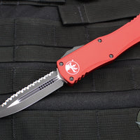 Microtech Hera- Double Edge- Red Handle With Black Full Serrated Edge Blade 702-3 RD