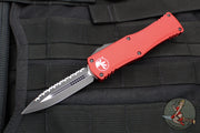 Microtech Hera- Double Edge- Red Handle With Black Full Serrated Edge Blade 702-3 RD