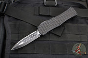 Microtech Hera OTF Knife- Frag Handle- Double Edge- Black Handle- Black Full Serrated Blade 702-3 TFRS
