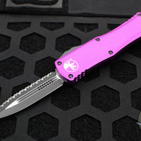 Microtech Hera- Double Edge- Violet Handle With Black Full Serrated Edge Blade 702-3 VI