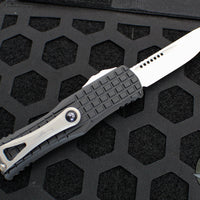 Microtech Hera OTF Knife- Frag- Single Edge- Black Frag Handle- Stonewash Plain Edge 703-10 FRS