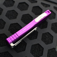 Microtech Hera OTF Knife- Single Edge- Violet Handle- Stonewash Standard 703-10 VI