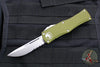 Microtech Hera OTF Knife- Single Edge- OD Green Handle- Stonewash Part Serrated 703-11 OD