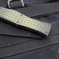 Microtech Hera OTF Knife- Frag- Single Edge- Grenade Green Frag Handle- Apocalyptic Full Serrated Edge 703-12 APFRGS