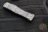 Microtech Hera OTF Knife- Single Edge- With Special Source Artwork Two-Tone Black Blade with Gold Accents and HW 703-1 TSOS