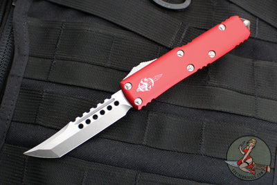 Microtech UTX-85 OTF Knife- Hellhound Edge- Red With Stonewash Blade 719-10 RDS