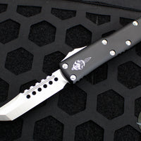 Microtech UTX-85 OTF Knife- Hellhound Edge- Black With Stonewash Blade 719-10 S