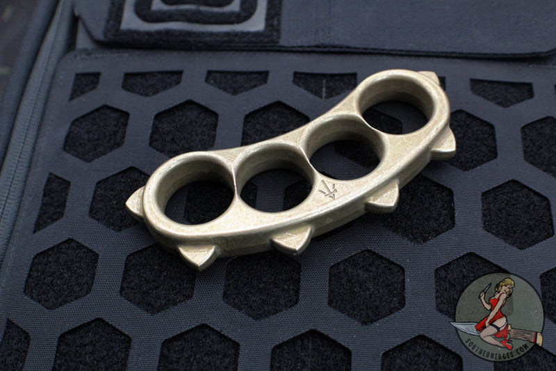 Solid Brass Knuckles - Blue Patina Skeleton With 13 Blue Patina