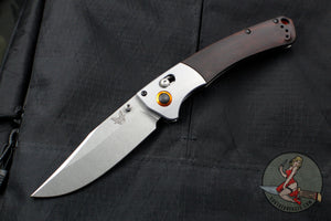 Benchmade Crooked River Anodized Aluminum and Dymondwood scales with Satin Blade Orange backspacer 15080-2