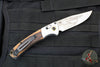 Benchmade Mini Crooked River- Artist Series- Elk-  Engraved Aluminum and Wood Scales- Stonewash Blade Ivory G-10 backspacer 15085-2201