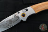 Benchmade Mini Crooked River- Artist Series- Deer-  Engraved Aluminum and Wood Scales- Stonewash Blade Ivory G-10 backspacer 15085-2202