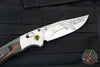 Benchmade Mini Crooked River- Artist Series- Duck-  Engraved Aluminum and Wood Scales- Stonewash Blade Ivory G-10 backspacer 15085-2203
