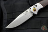 Benchmade Mini Crooked River Anodized Aluminum and Wood scales with Satin Blade Orange backspacer 15085-2