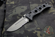 Benchmade Adamas- Gray Part Serrated Drop Point- Black G-10 Scales 275SGY-1
