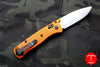 Benchmade Mini Bugout- Drop Point- Orange Handle-Satin Blade 533