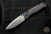 Benchmade Bugout Carbon Fiber Handle Satin Drop Point Blade Blue Hardware 535-3