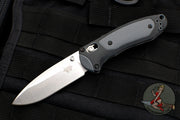 Benchmade Mini-Boost Axis-assisted- Drop Point- Black With Gray Inset- Satin Plain Edge 595