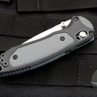 Benchmade Mini-Boost Axis-assisted- Drop Point- Black With Gray Inset- Satin Plain Edge 595