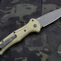 Benchmade Claymore OTS Auto Knife- OD Green Body Grey Plain Edge Blade 9070BK-1