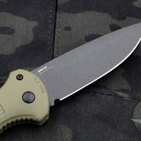 Benchmade Claymore OTS Auto Knife- OD Green Body Grey Plain Edge Blade 9070BK-1