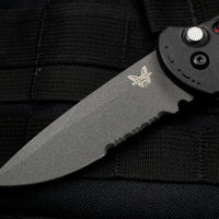 Benchmade Claymore OTS Auto Knife- Black Body Grey Part Serrated Blade 9070SBK