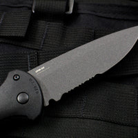 Benchmade Claymore OTS Auto Knife- Black Body Grey Part Serrated Blade 9070SBK