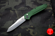 Benchmade Osbourne AUTO OTS Satin Reverse Tanto Green w Purple Backspacer Axis lock folder 9400