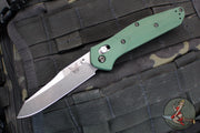 Benchmade Osbourne Satin Reverse Tanto Green w Purple Backspacer Axis lock folder 940