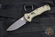 Benchmade Mini Claymore OTS Auto Knife- OD Green Body- Dark Gray Plain Edge Blade 9570BK-1