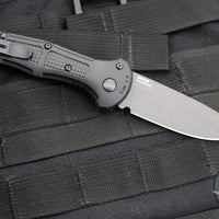Benchmade Mini Claymore OTS Auto Knife- Black Body- Dark Gray Plain Edge Blade 9570BK