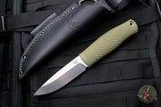 Benchmade Puukko Fixed Blade OD Green Handle Leather Sheath Model 200