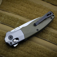 Benchmade Vector Satin Drop Point Blade OD Green G-10 & Aluminum Body Axis-Assist Flipper 496