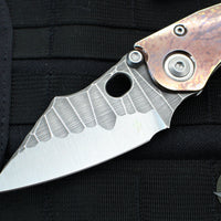Borka Custom Stitch- Bloodwash Finished Titanium Handles and Clip- Full Rock Ground Blade and Back Strap!