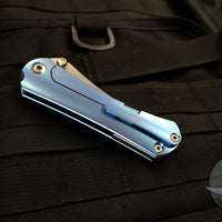 Borka Blades SBHF Tanto Chisel Ground Custom Folder Blue with Hand Rubbed Satin Blade