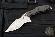 Borka Blades SB1 - John Gray Collaboration- Recurve- Hand Ground Stonewash- Black G-10 Scales- Custom Leather Sheath