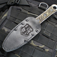 Borka Custom SBD- Double Edge Dagger- 2Saints Skull Custom Handle Scales- Urban Camo Full Serrated Blade