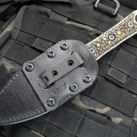 Borka Custom SBD- Double Edge Dagger- 2Saints Skull Custom Handle Scales- Urban Camo Full Serrated Blade