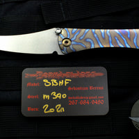 Borka Blades SBHF Tanto Chisel Ground Custom Folder Flamed Titanium with Hand Rubbed Satin Blade