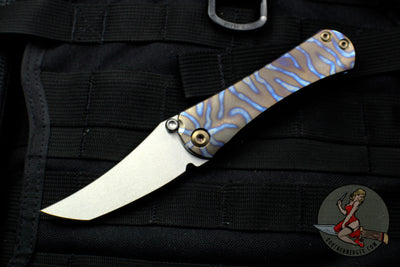 Borka Blades SBHF Tanto Chisel Ground Custom Folder Flamed Titanium with Hand Rubbed Satin Blade