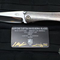 Borka Blades/Sean Marfione Summit Collaboration SBTF Custom Folder - Bloodwash Finished Titanium- Diamond Wash Finished Blade