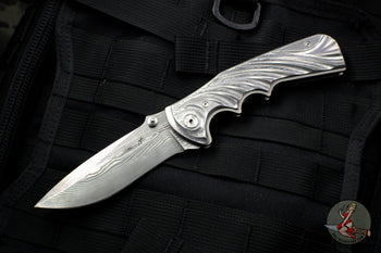 Brian Tighe Custom all Damasteel Breaker Style Thumg Assisted Recurve Folder
