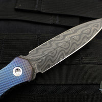 Blackside Customs Phase 7- Double Edge Dagger - Black Boomerang Damascus with Flamed Titanium Scales BSC-P7-FLTI-DAMASCUS