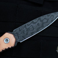 Blackside Customs Phase 7- Double Edge Dagger - Black Boomerang Damascus with Copper Scales BSC-P7-CU-DAMASCUS