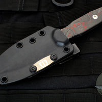 Blackside Customs Phase 7- Double Edge Dagger - Black 350 Finish with Red/Black Camo Carbon Fiber Scales BSC-P7-350 FINISH-RED/BLACK CAMO CARBON