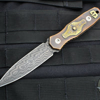 Blackside Customs Starlingear Colaboration- Copper Handled Phase 7- Double Edge Damascus Dagger - One Off Art Deco