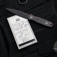 Blackside Customs Phase 7 Double Edge Dagger - Black with Camo Carbon Fiber Scales BSC-P7-BLK-Camo Carbon- Red/Black