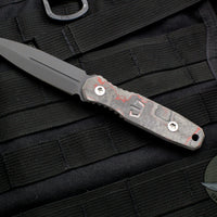 Blackside Customs Phase 7 Double Edge Dagger - Black with Camo Carbon Fiber Scales BSC-P7-BLK-Camo Carbon- Red/Black